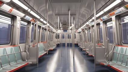 Subway Interior with Blue Seats