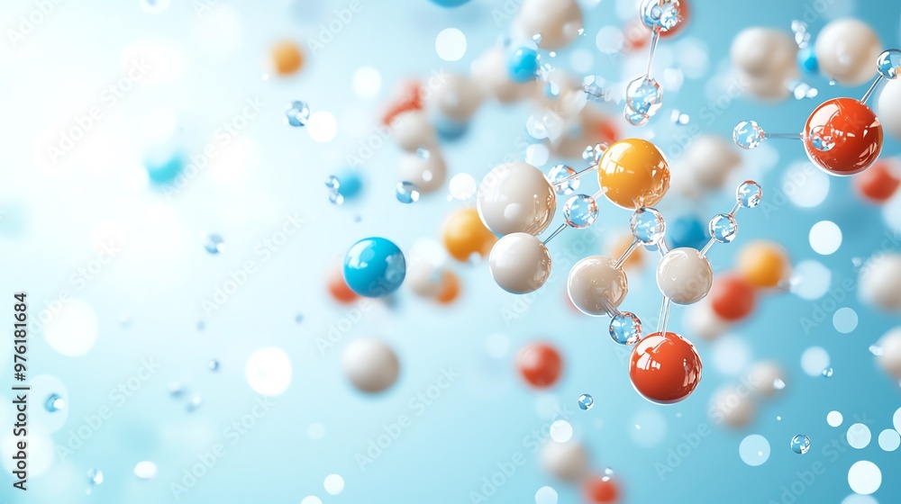 Poster colorful spheres float in a bright background, creating a playful, dynamic atmosphere. perfect for s