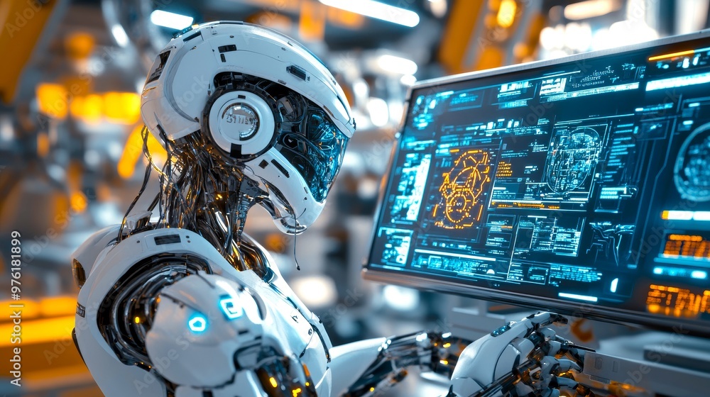 Poster robots with ai interfaces operating in modern factory environment