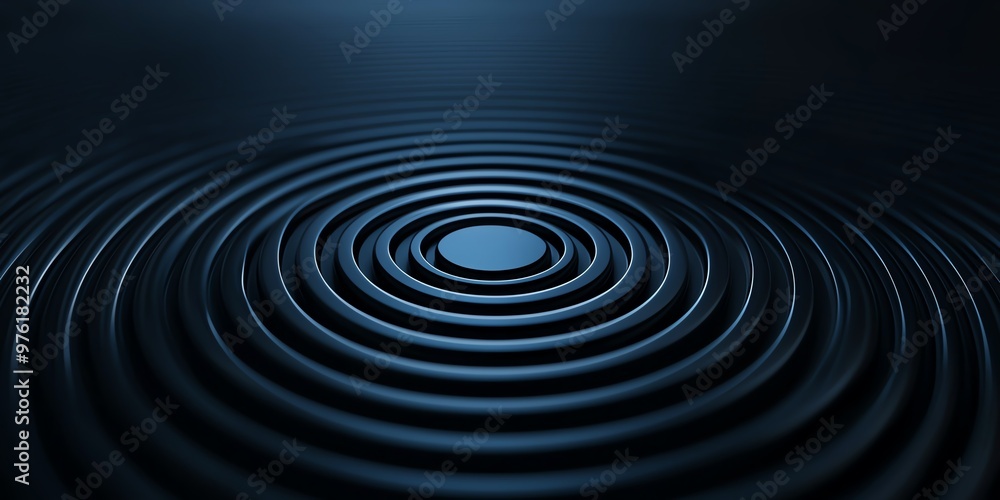 Poster elegant blue ripples spreading across a calm surface, creating a serene and tranquil atmosphere perf