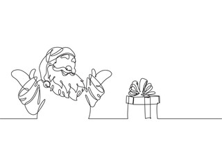 Continuous one line drawing of Santa Claus. Santa Claus vector illustration eps 10
