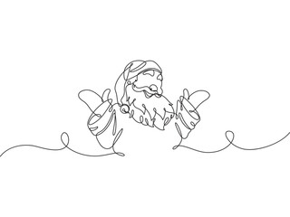  Continuous one line drawing of Santa Claus. Santa Claus vector illustration eps 10