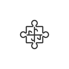 Obraz premium A Single Puzzle Piece with Four Interlocking Pieces Inside