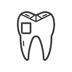 Line Art Illustration of a Tooth with a Filling