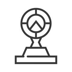 Line art illustration of a trophy with a target symbol on top
