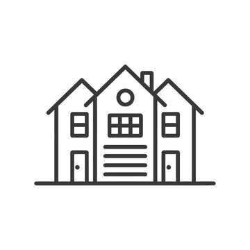 recommend clip art: Line art illustration of a three story house with windows and doors