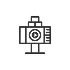 Fototapeta premium Line Art Illustration of a Video Player with Play Button and Film Reels