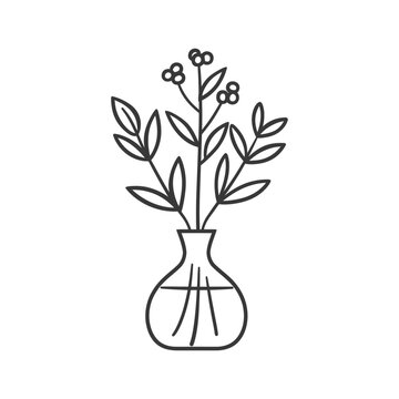 recommend clip art: Line Art Illustration of a Vase with a Bouquet of Flowers