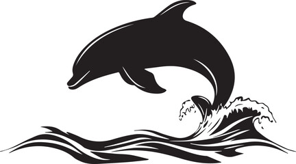 silhouette of a dolphin jumping