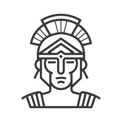 Line Art Illustration of a Warrior Wearing a Helmet