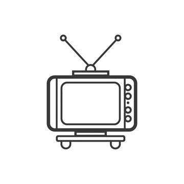 recommend clip art: Line art illustration of a vintage television with antennas