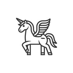 Fototapeta premium Line Art Illustration of a Winged Unicorn