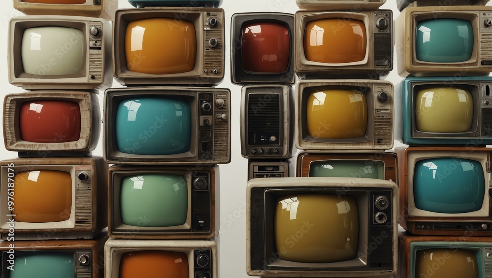 Poster retro tv sets on white background for a nostalgic display