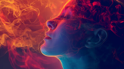 Abstract illustration of human aura. Body meridians. AI generated