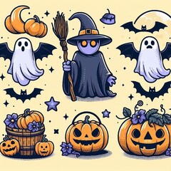 halloween icons set