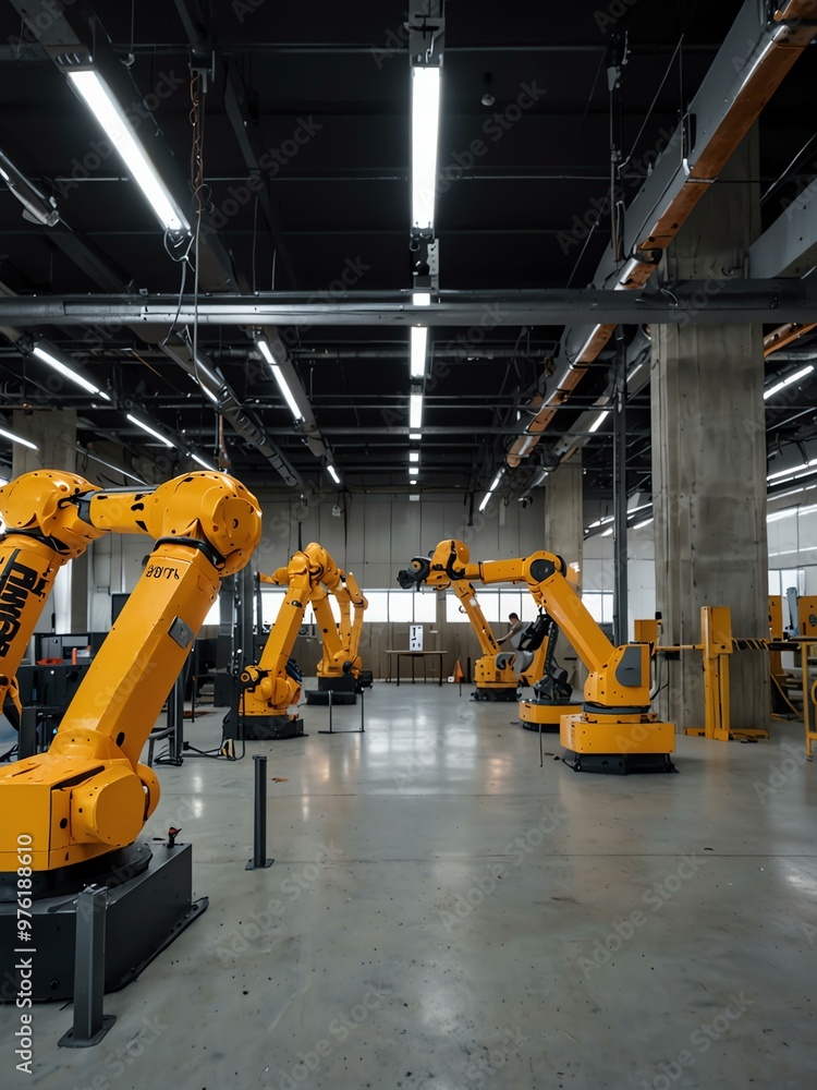 Poster robotic arms constructing a smart building.