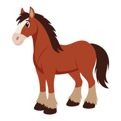 Illustration of Cute Clydesdale horse Isolated