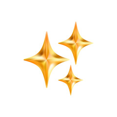 Gold star emoji icon. Glittering sparkle magic element.