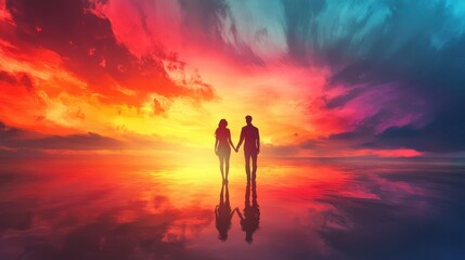 Bond of Love - Heartwarming Pastel Illustration of Parent and Child Walking in Sunny Park, Embodying Security and Affection