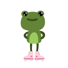 Cute frog on roller skates