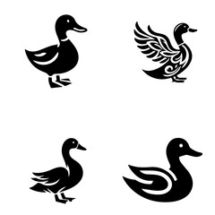duck icon, duck silhouette, black duck on white background
