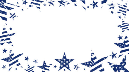 Blue vintage style star shape, american flag frame vector graphic design. Usa freedom flag border to use for 4th july independence day, memorial day projects. 