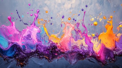 Ephemeral Bliss: Neon Color Splashes of Excitement and Happiness on Neutral Background