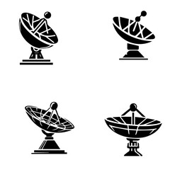 satellite dish icon, satellite dish silhouette, black satellite dish on white background