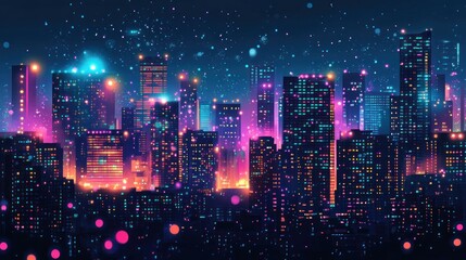Fototapeta premium Neon Cityscape