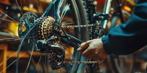 A bicycle repair professional removes the non-working part and gets the bike running again.