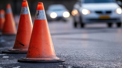 Traffic Cones on the Road