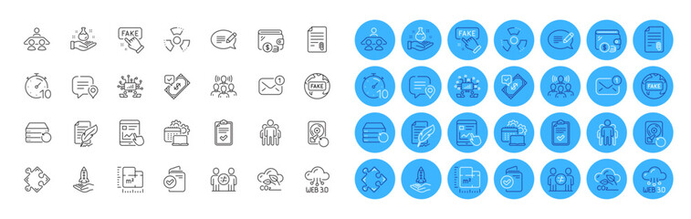 Strategy, New message and Fake news line icons pack. Message, Chat bubble, Attachment web icon. Recovery hdd, Checklist, Floor plan pictogram. Chemical hazard, Discrimination, Chemistry lab. Vector