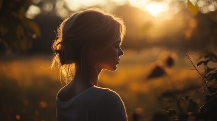 Silhouette of a woman at Sunset