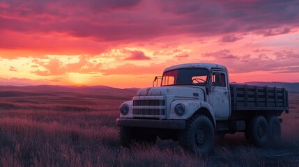 Fototapeta premium Vintage Truck at Sunset