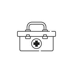 Minimalist icon of first aid kit for healthcare needs