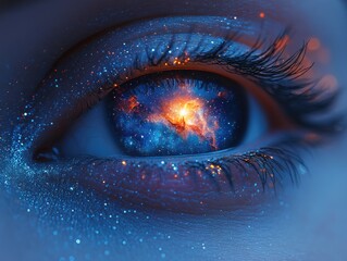 Cosmic eye: universe reflected in vision capturing celestial beauty and imagination