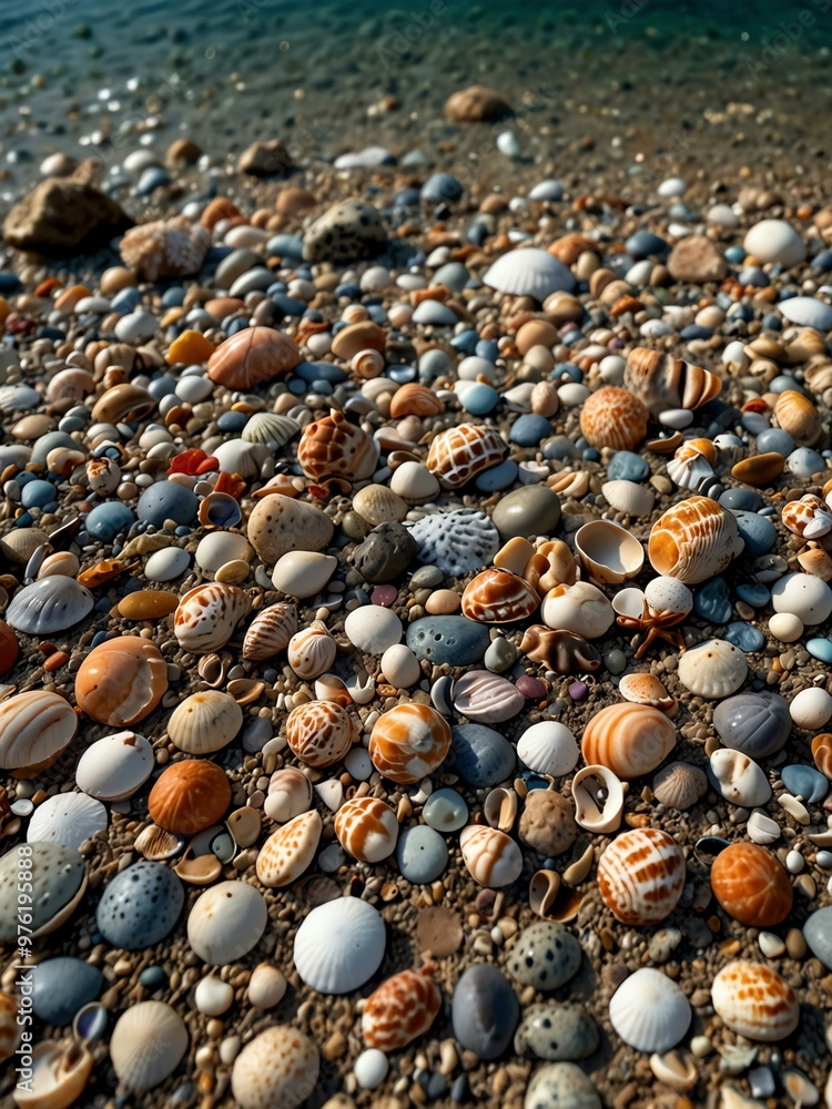 Poster seabed covered in shells and rocks.