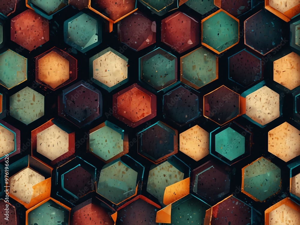 Poster seamless hexagon pattern background, looping.
