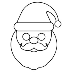 A minimalist representation of Santa’s face, featuring his hat, beard, and glasses