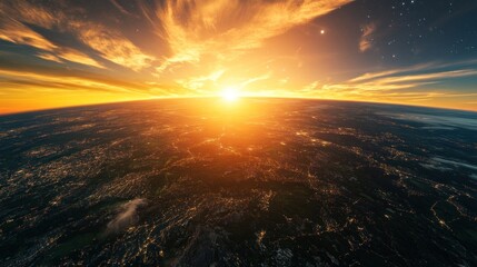 Fototapeta premium Golden Sunrise Over Earth