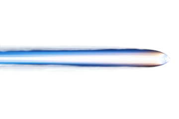 Comet streaking with a blue tail isolated on a white background.  PNG transparent.