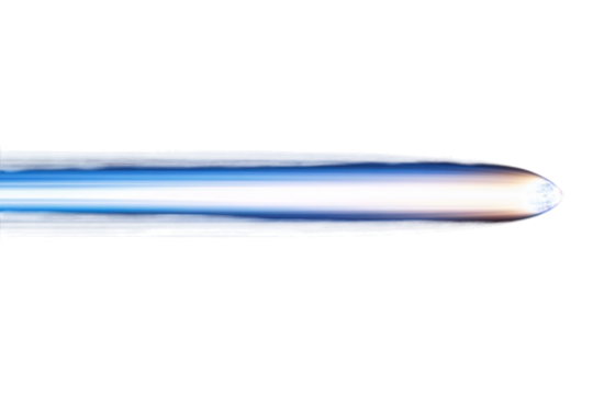 Comet streaking with a blue tail isolated on a white background.  PNG transparent.