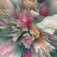 Abstract floral pixel art