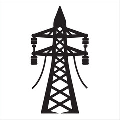 Electric tower icon silhouette on white background
