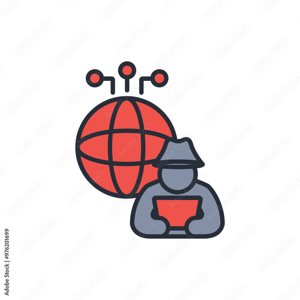 Poster dark web icon. vector.editable stroke.linear style sign for use web design,logo.symbol illustration.