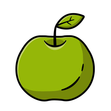 recommend clip art: Single Apple on white Background with Outlines Vector Graphic