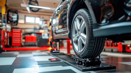 Fototapeta premium Car on Alignment Machine