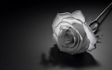 Generative-AI, Close-Up of Rose Petals in Black and White Showing the Delicate Textures and Folds