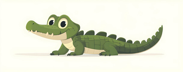 Naklejka premium Cute cartoon crocodile illustration perfect for children's books, educational materials, or playful designs.