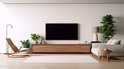 Big Tv with white background for copy space in a Living Room